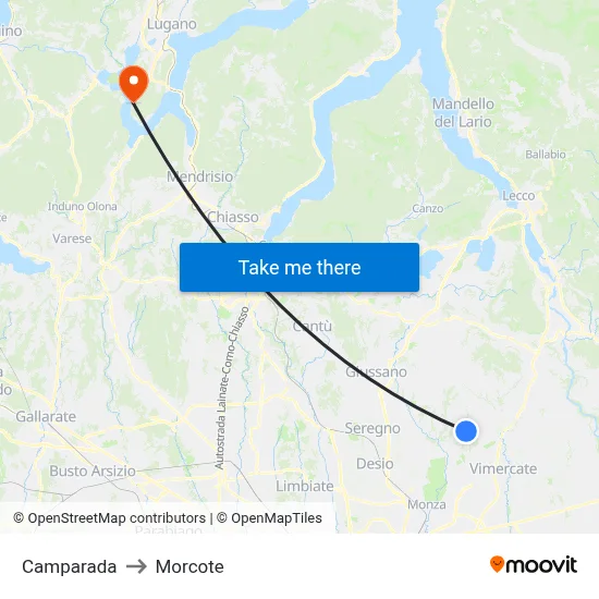 Camparada to Morcote map
