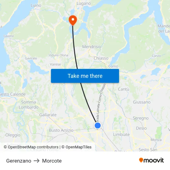Gerenzano to Morcote map