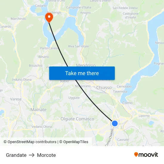 Grandate to Morcote map