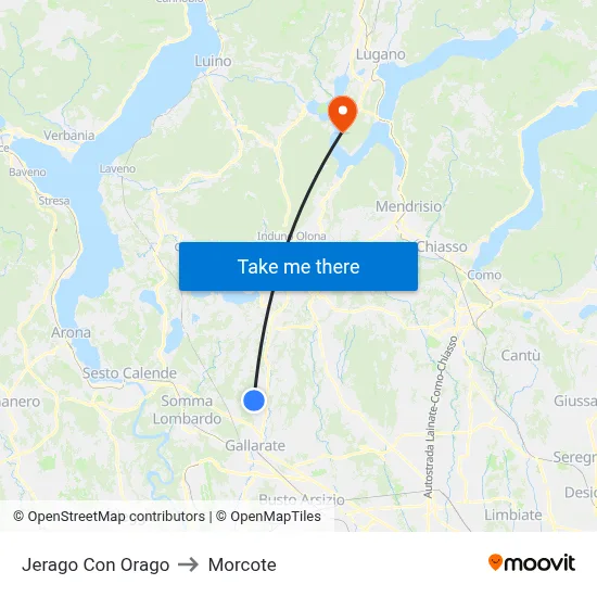 Jerago con Orago to Morcote map