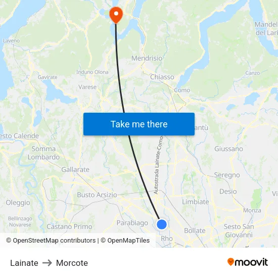 Lainate to Morcote map