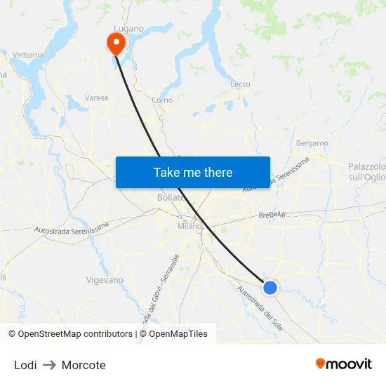 Lodi to Morcote map