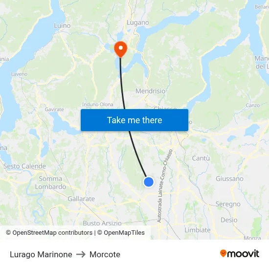 Lurago Marinone to Morcote map