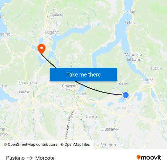 Pusiano to Morcote map