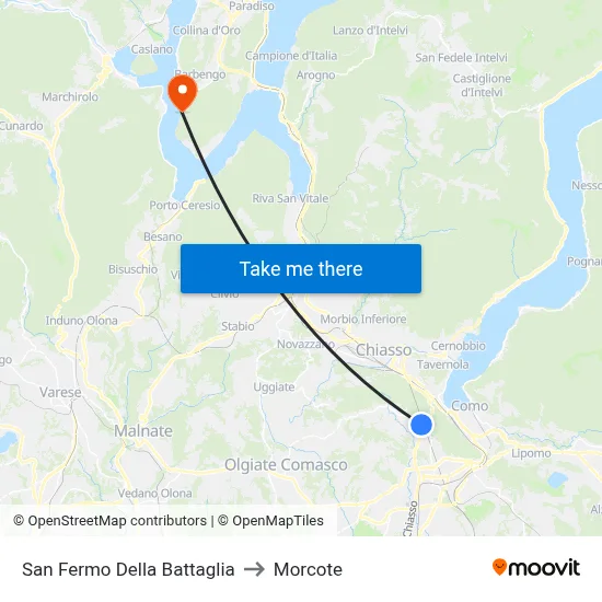 San Fermo Della Battaglia to Morcote map