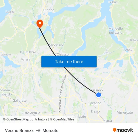 Verano Brianza to Morcote map