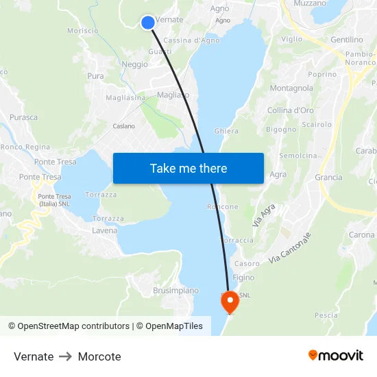 Vernate to Morcote map