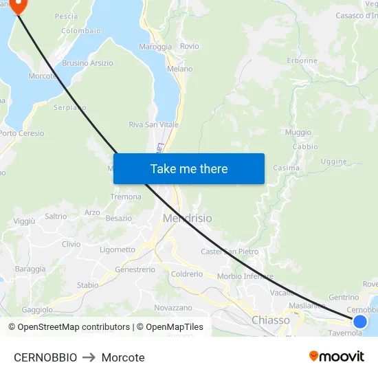Cernobbio to Morcote map