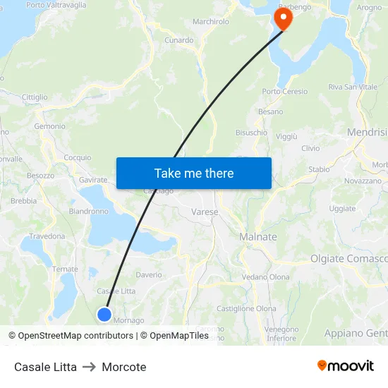 Casale Litta to Morcote map