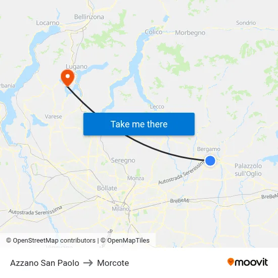 Azzano San Paolo to Morcote map