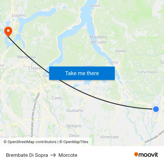 Brembate Di Sopra to Morcote map