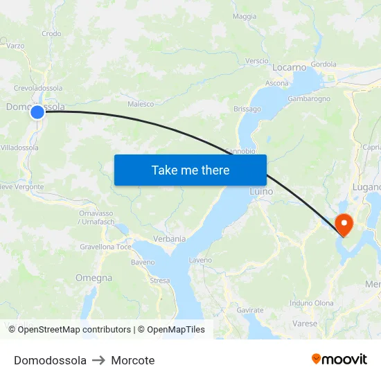 Domodossola to Morcote map