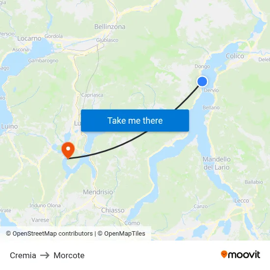 Cremia to Morcote map