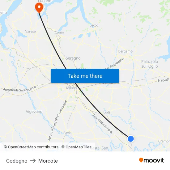 Codogno to Morcote map