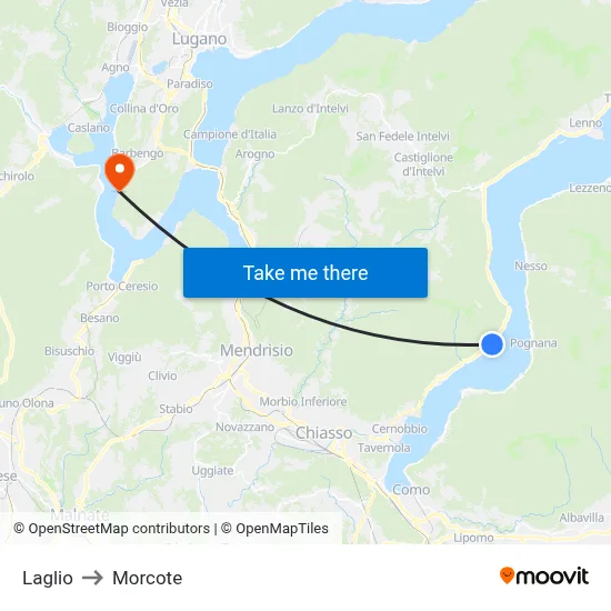 Laglio to Morcote map