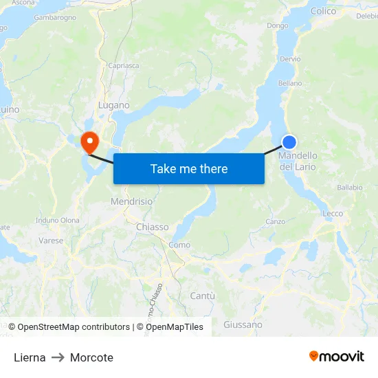 Lierna to Morcote map