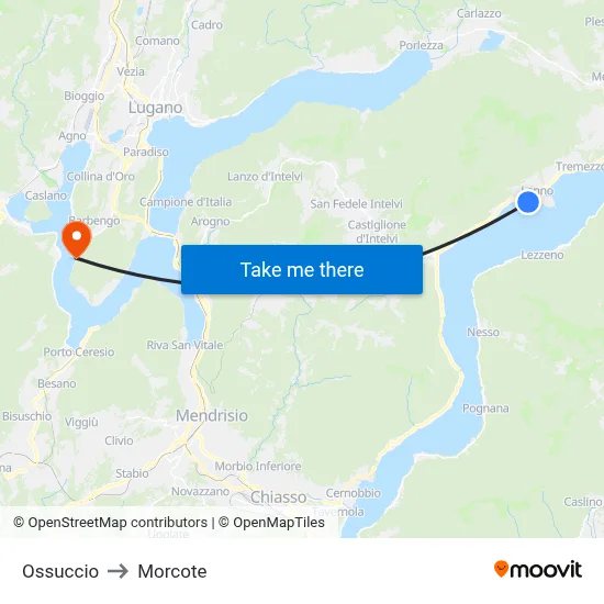 Ossuccio to Morcote map