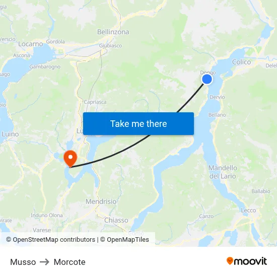 Musso to Morcote map