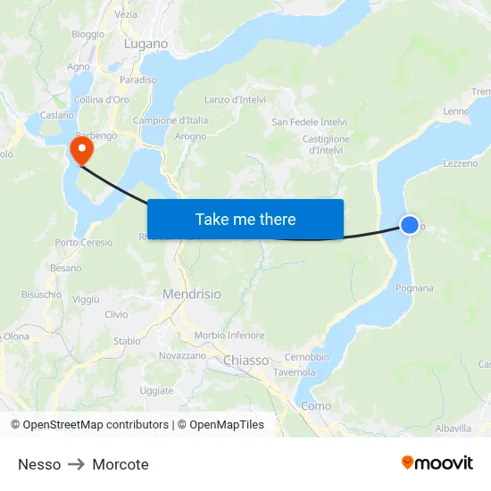 Nesso to Morcote map