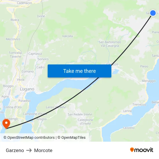 Garzeno to Morcote map