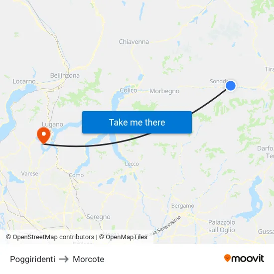 Poggiridenti to Morcote map