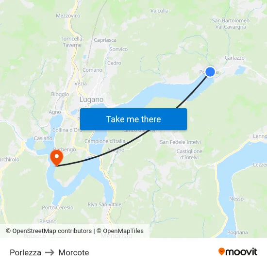 Porlezza to Morcote map