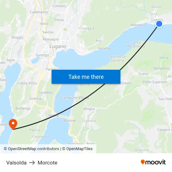 Valsolda to Morcote map