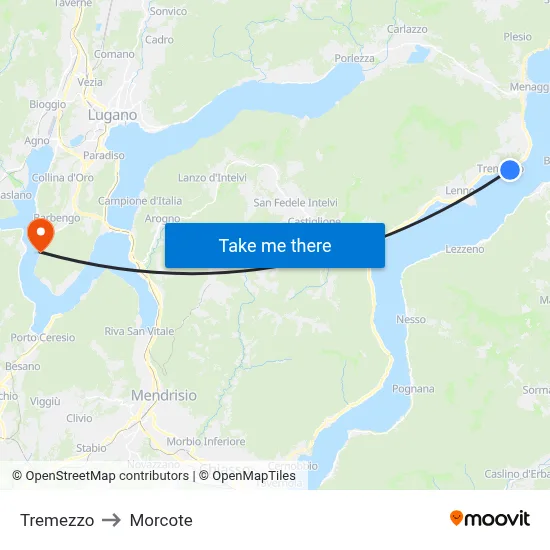 Tremezzo to Morcote map