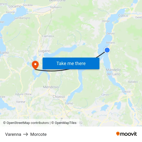 Varenna to Morcote map