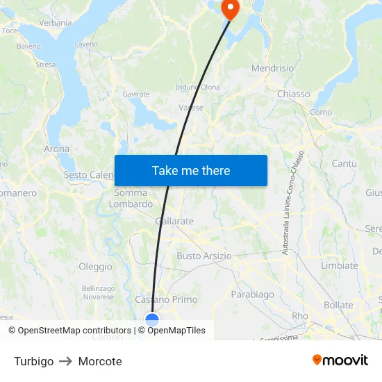Turbigo to Morcote map