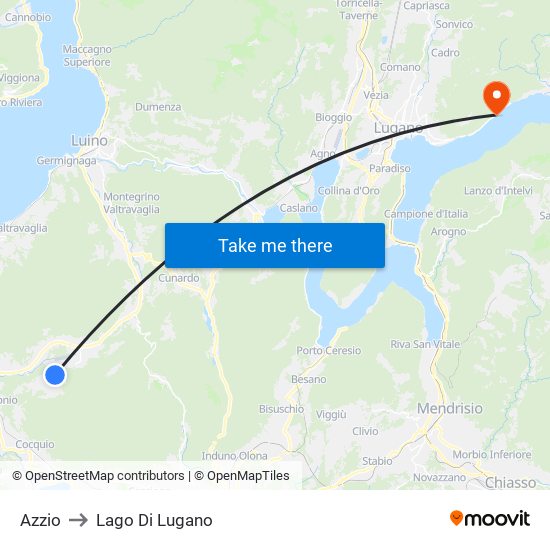 Azzio to Lago Di Lugano map