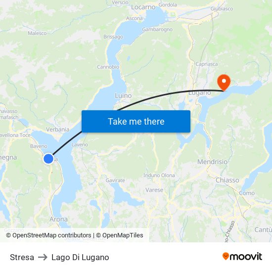 Stresa to Lago Di Lugano map