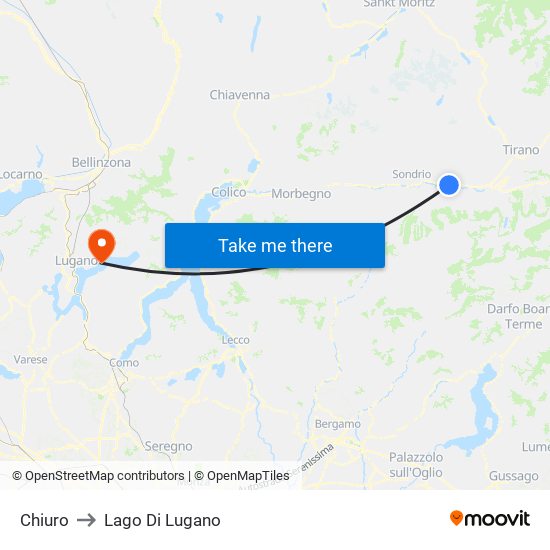 Chiuro to Lago Di Lugano map