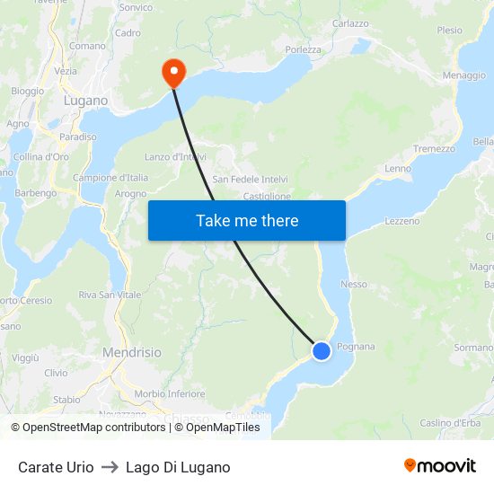 Carate Urio to Lago Di Lugano map