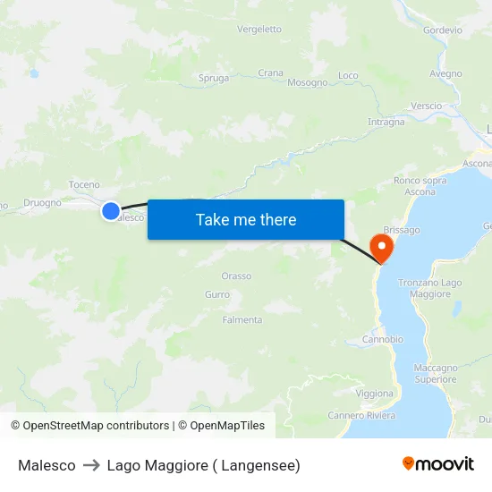 Malesco to Lago Maggiore ( Langensee) map