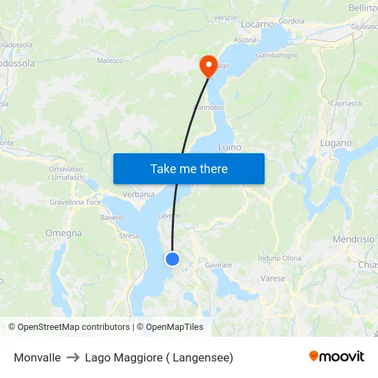 Monvalle to Lago Maggiore ( Langensee) map