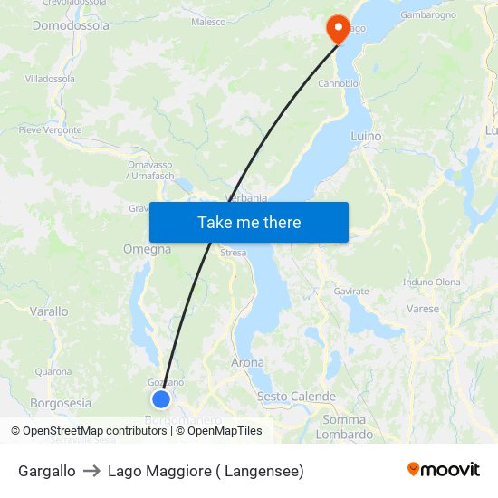 Gargallo to Lago Maggiore ( Langensee) map