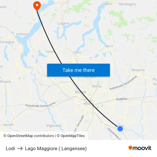 Lodi to Lake Maggiore (Lake Constance) map