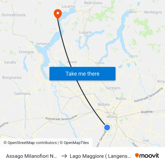 Assago Milanofiori North to Lake Maggiore (Lake Constance) map
