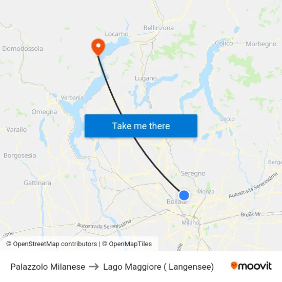 Palazzolo Milanese to Lake Maggiore (Lake Constance) map