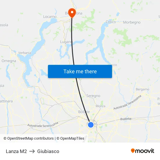 Lanza M2 to Giubiasco map
