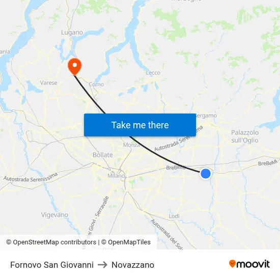 Fornovo San Giovanni to Novazzano map