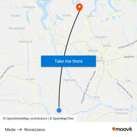 Mede to Novazzano map