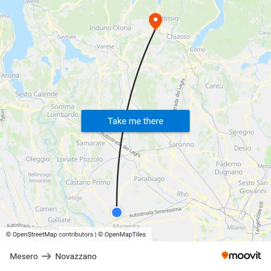 Mesero to Novazzano map