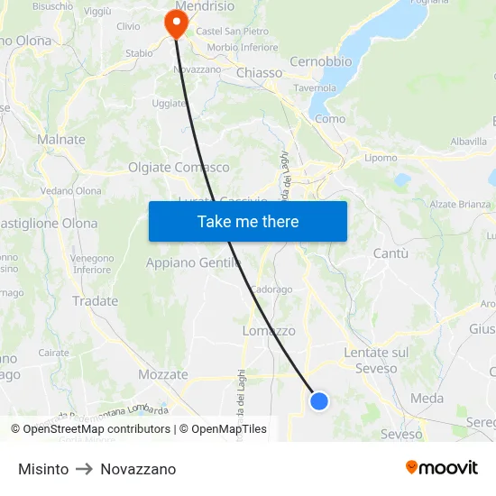 Misinto to Novazzano map