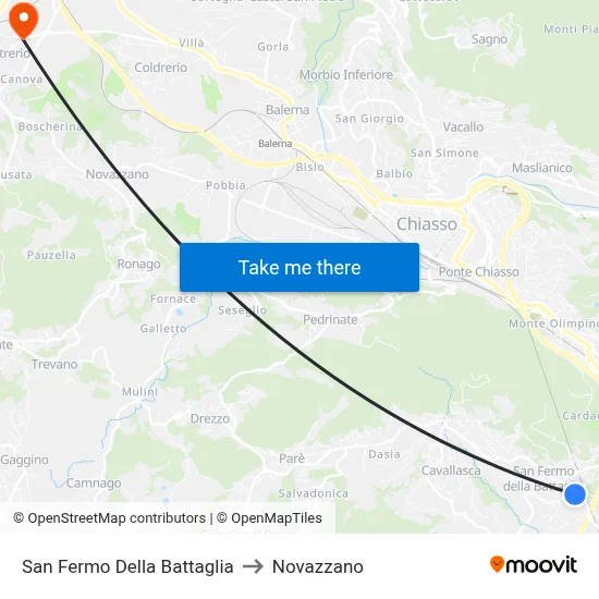 San Fermo Della Battaglia to Novazzano map
