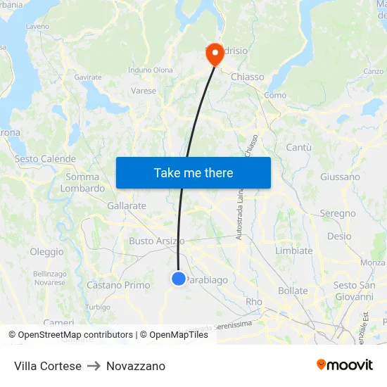 Villa Cortese to Novazzano map