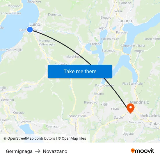 Germignaga to Novazzano map