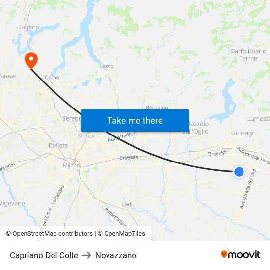 Capriano Del Colle to Novazzano map