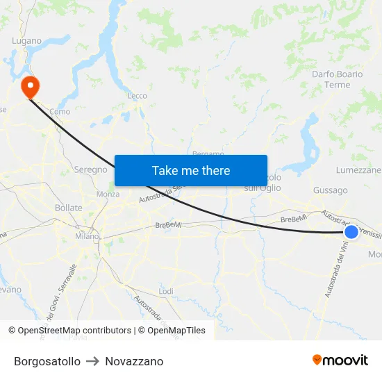 Borgosatollo to Novazzano map